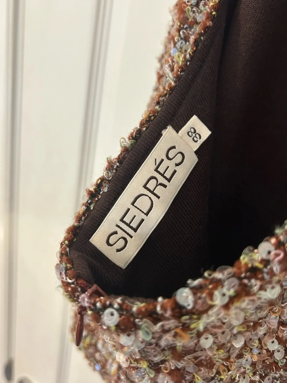 Siedres Juli Fitted Sequin Halter Tank Top in Brown - Picture 3 of 5